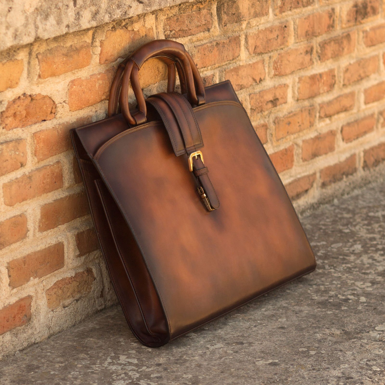 Cognac Calf Leather Professional Briefcase