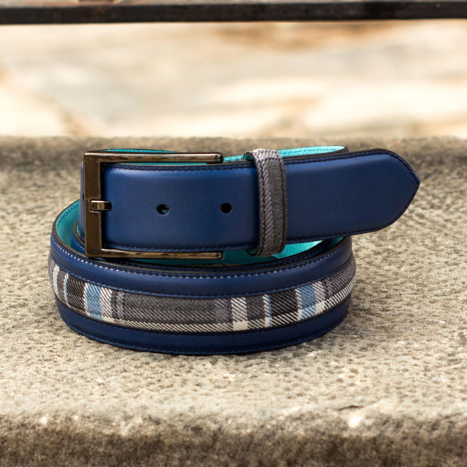 Venice Belt in Plaid & Navy