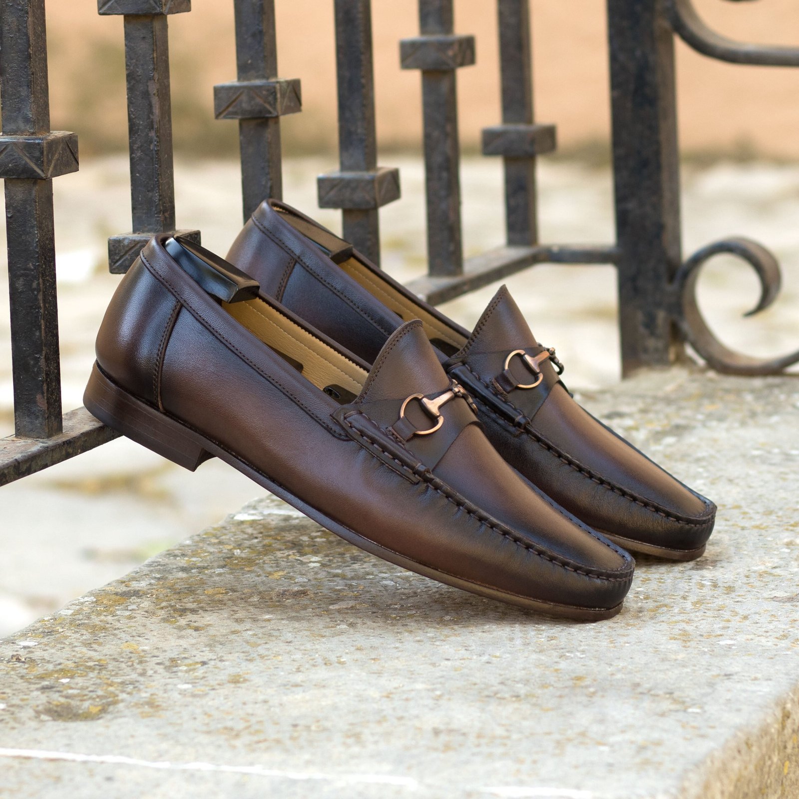 Elegant Burnished Leather Moccasin Shoes