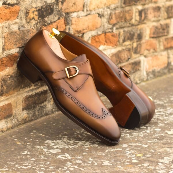 Cognac Leather Single Monk Strap Shoes