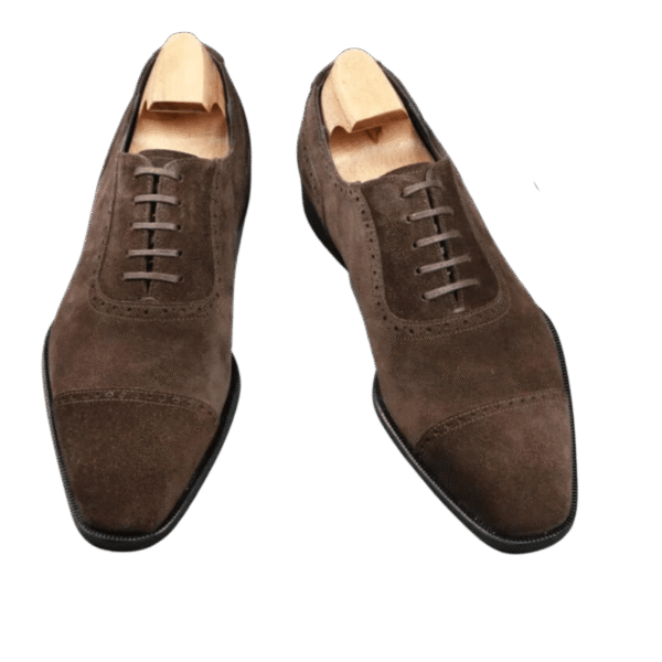 Earthy Brown Cow Suede Leather Goodyear Flat Bottom