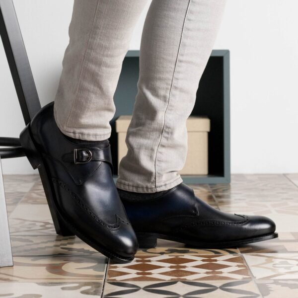 Navy Single Monk Strap Dress Shoe