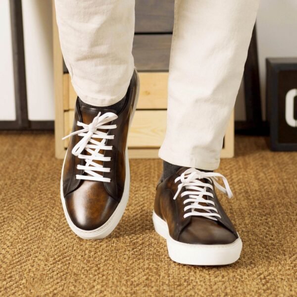 Stylish Tobacco Patina Trainer Sneakers