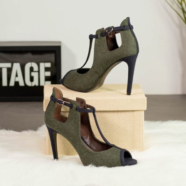 Barcelona Ladies Couture Green Flannel Heels