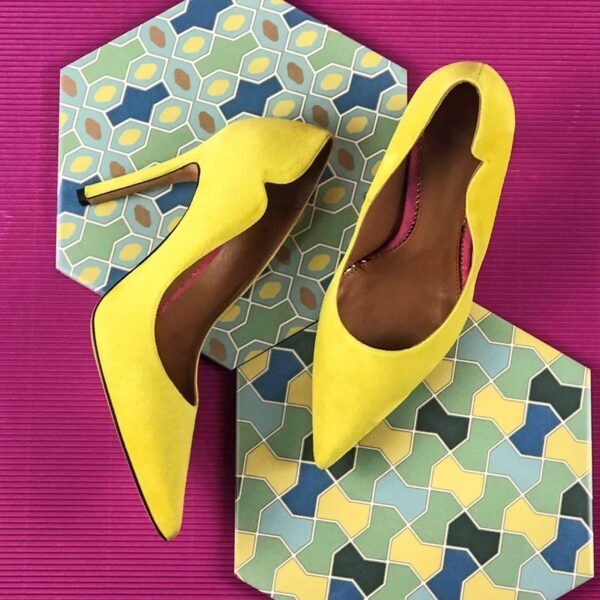 Genoa Ladies Couture Yellow Suede Heels