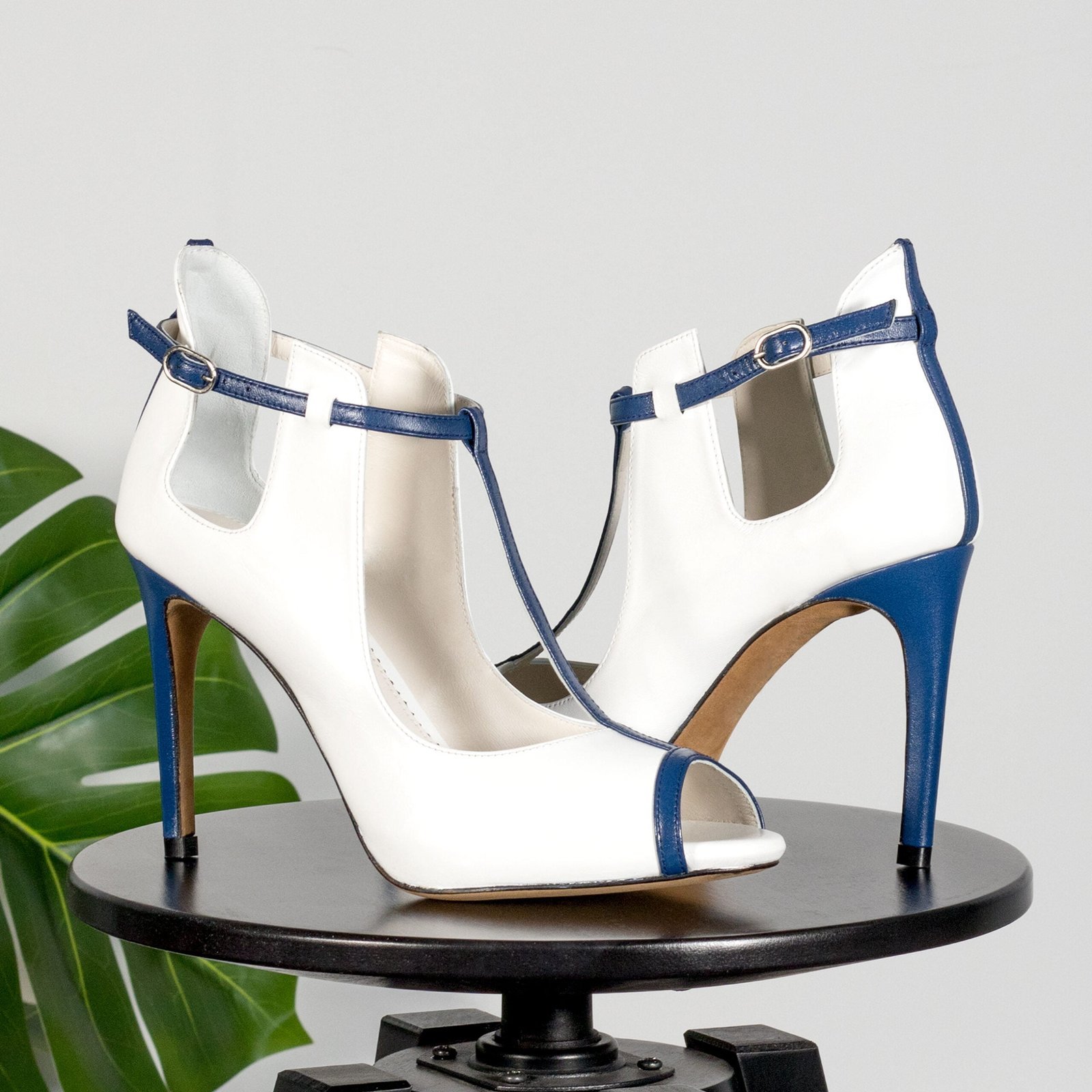 Barcelona Deep Blue Leather Heels